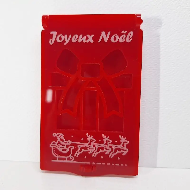 Boîte cadeau de Noël en bois gravée au laser — emballage personnalisé face avant