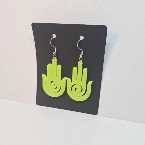 Earring-model-Hamsa1-color-neon-yellow Earring model Hamsa 1 Boucles d'oreilles couleur jaune néon