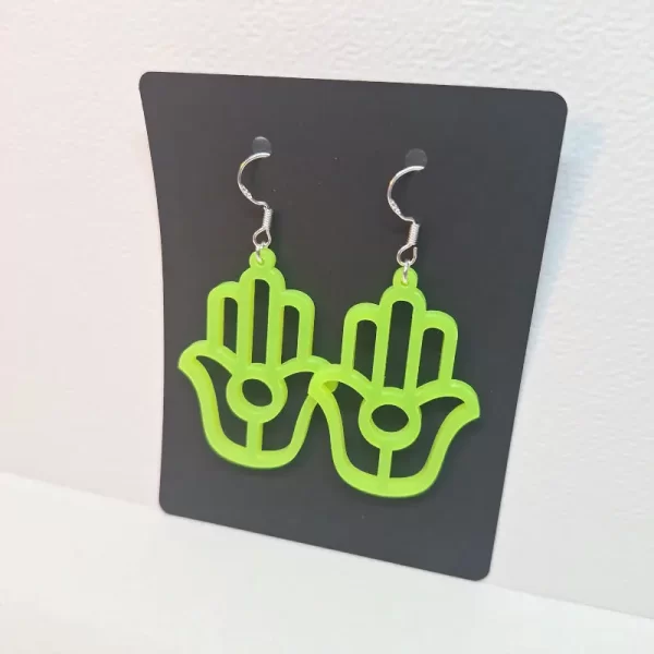 Earring model Hamsa 2 Boucles d'oreilles couleur vert neon