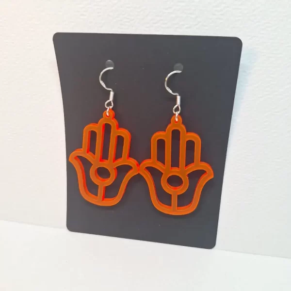 Earring model Hamsa 2 Boucles d'oreilles couleur orange néon