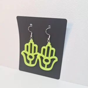 Earring model Hamsa 2 Boucles d'oreilles couleur jaune néon