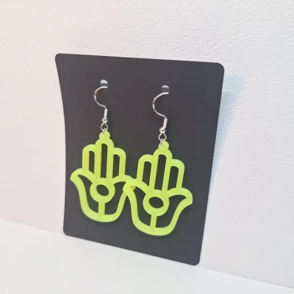 Earring model Hamsa 2 Boucles d'oreilles couleur jaune néon