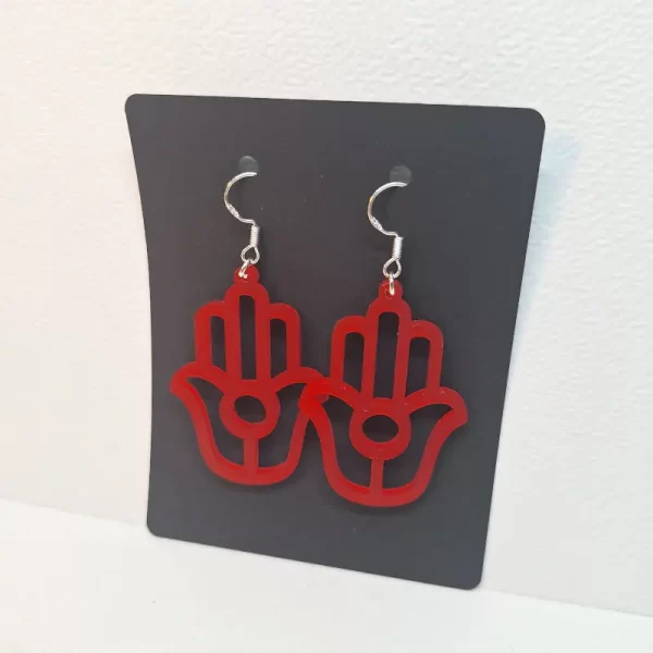 Earring model Hamsa 2 Boucles d'oreilles couleur rouge
