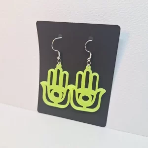 Earring model Hamsa 3 Boucles d'oreilles couleur jaune néon