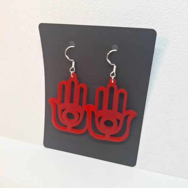 Earring model Hamsa 3 Boucles d'oreilles couleur rouge