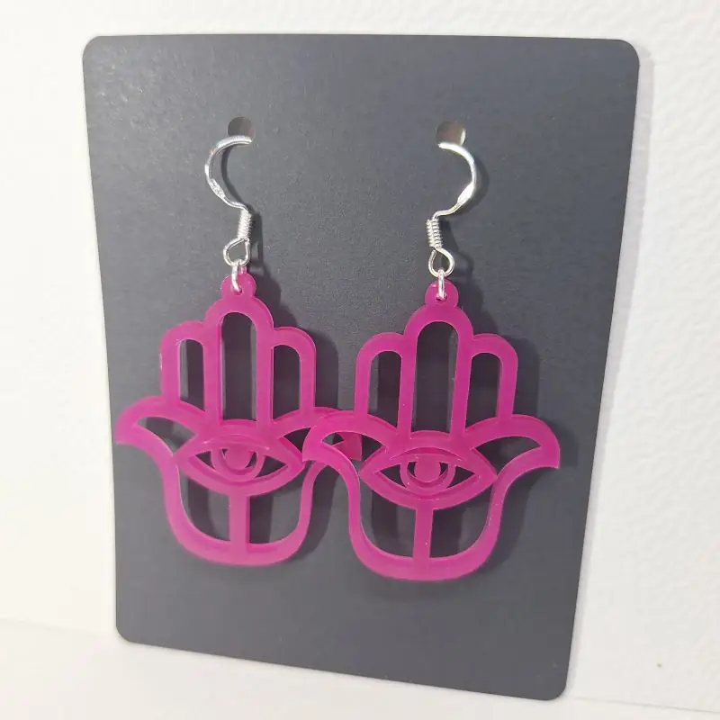 Earring model Hamsa 4 Boucles d'oreilles couleur purple