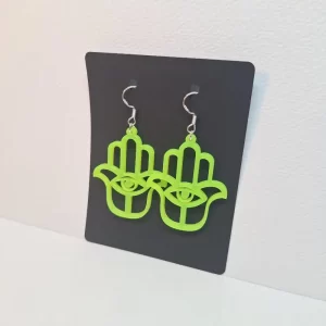 Earring model Hamsa 4 Boucles d'oreilles couleur vert néon