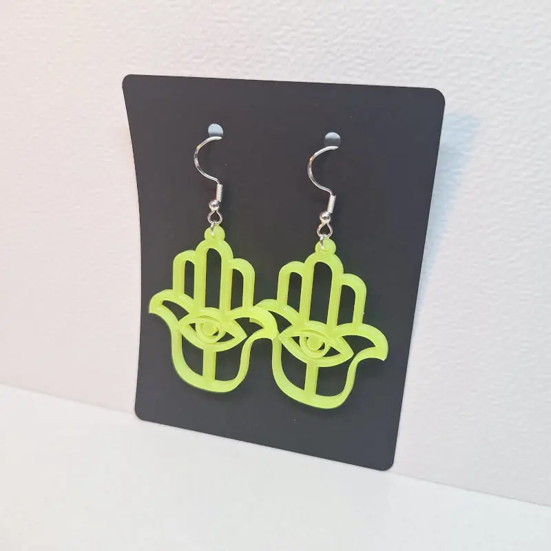 Earring model Hamsa 4 Boucles d'oreilles couleur jaune néon