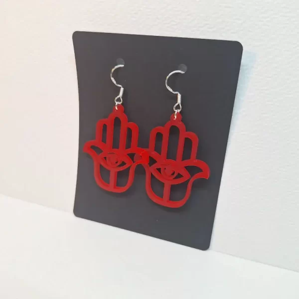 Earring-model-Hamsa4-color-red Earring model Hamsa 4 Boucles d'oreilles couleur rouge