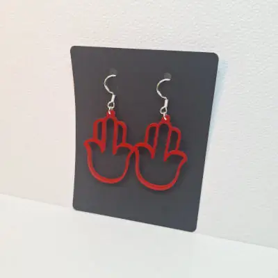 Earring-model-Hamsa5-color-red-miniature Earring model Hamsa 5 Boucles d'oreilles couleur rouge