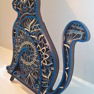 azurcoté Chat mandala 6 couches azur